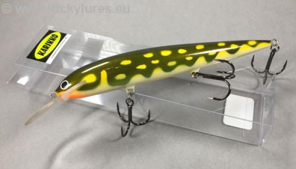 Karikko Wobbler, Länge: 18 cm, Farbe: Pike 154, schwimmend, von Suomen Uistin The Finnish Lure Company (Jarmo Rapala)